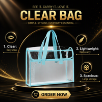 Bolsa de Almacenamiento Transparente de PVC con Cierre, Estilo Coreano, Gran Capacidad, para Documentos Escolares y de Oficina, Impresión Digital