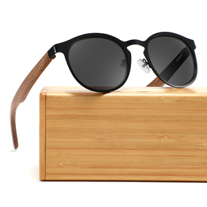 نظارات شمسية نسائية صغيرة مستديرة بشعار مخصص إطار معدني من الخشب والمعبد نظارات شمسية مستقطبة عصرية Gafas De <span class=keywords><strong>Sol</strong></span> للخارج - Product Image 4
