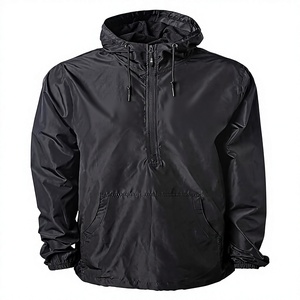 HILLER ENTERPRISES Men's Waterproof Hooded <b>Windbreaker</b> Jacket Full Sleeve Solid <b>Black</b> Lightweight Polyester Casual Winter - Product Image 2
