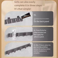 Accesorios Negros Autoadhesivos de Acero Inoxidable para Montaje en Pared, Gancho Resistente para Colgar Abrigos en el Dormitorio