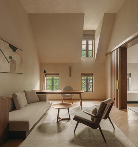 Suite d'affaires pour hôtel étoilé, ensemble de chambre à coucher en bois massif <span class=keywords><strong>avec</strong></span> lit king-size, design zoné réception/dormir/bureau, mobilier Eastmate sur mesure pour villa - Product Image 4