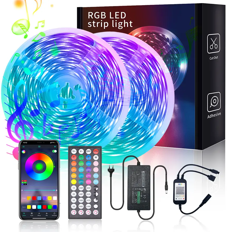 공장 도매 APP Wifi 1M 2M 3M 5M 10M 20M RGB IP65 방수 야외 스마트 Led 스트립/Led 스트립 조명/Led 라이트 스트립