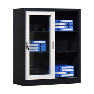 Armoire en acier avec porte coulissante en verre, armoire basse en acier, armoire à dossiers à 2 portes coulissantes - Product Image 5