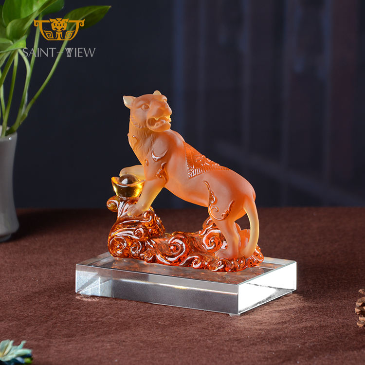 SAINT-VIEW Crystal Liuli Office Gift Livingroom Animal Custom Decoration Zodiac Tiger Bull Mouse Sta