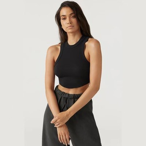 Tops Cortos Casuales <span class=keywords><strong>de</strong></span> Verano para <span class=keywords><strong>Mujer</strong></span>, Tejido <span class=keywords><strong>de</strong></span> Punto Transpirable, Top Deportivo, Logotipo Personalizado al por Mayor, Tops sin Mangas - Product Image 5