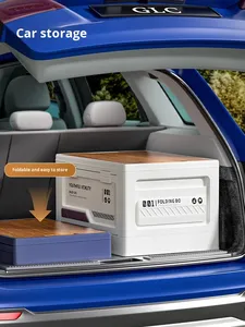 Caja de plástico con superficie de madera, caja de almacenamiento <span class=keywords><strong>rectangular</strong></span> de alimentos de 50 litros, adecuada para maletero de coche, caja de almacenamiento plegable para acampar al aire libre - Product Image 5
