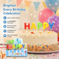 Bougies d'anniversaire colorées en forme de lettres avec points, à insérer sur un bâtonnet en bois, pour gâteau d'anniversaire, idéales pour les fêtes d'enfants