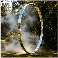 Sculpture d'arche circulaire moderne en acier inoxydable BSA, installation artistique en métal avec anneau de vapeur d'eau personnalisé, décoration pour parc, jardin, place publique