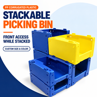 Bac de picking ouvert en plastique ondulé PP empilable, taille personnalisée pour le stockage et le picking de vêtements et de chaussures