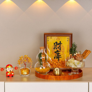 เครื่องประดับต้นคริสตัลพร้อมสัญลักษณ์เทพเจ้าแห่งความมั่งคั่ง ของตกแต่งบ้านทำจากเรซิ่น ของขวัญสำหรับทางเข้าบ้าน - Product Image 1