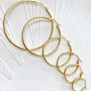 18k Gold Hoop Earring Au750 Fine Jewelry DIY Accessories Round Ring Hook Hiphob Man Women Nose Ring Wholesale Supplier