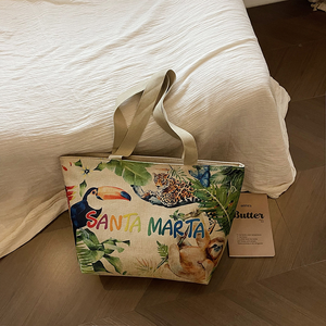 Sac à main Nouveau sac à bandoulière en toile simple Sac fourre-tout de grande capacité Sac à provisions réutilisable de l'alphabet - Product Image 2