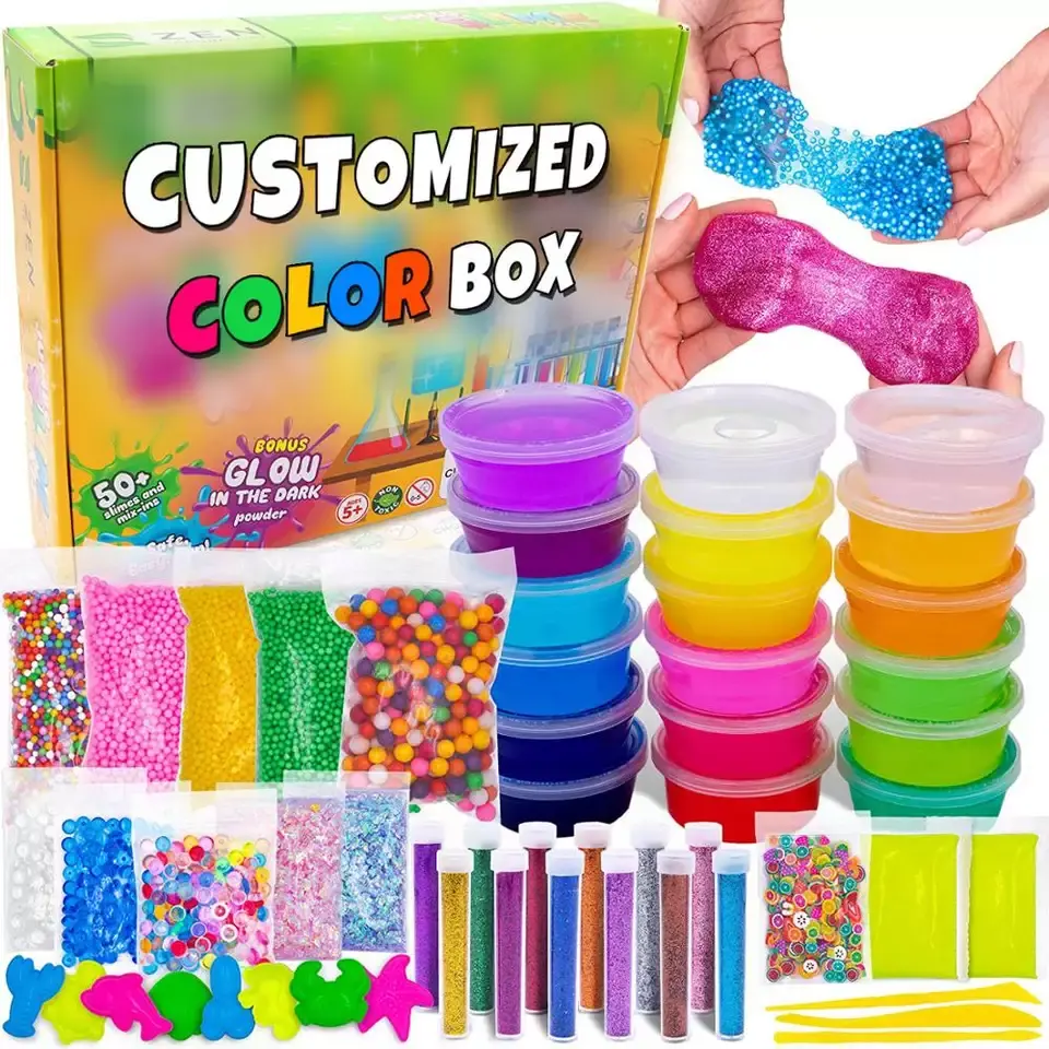 DIY Crystal Slime Supplies Schleim herstellung Kit kommt mit 18 Farben Schleim 6er Pack bunte Schaum kugeln für Kinder