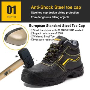 Cuero de vaca negro Resistencia al deslizamiento de aceite Punta de acero antigolpes y placa media de acero Mantener caliente Zapatos de seguridad de invierno para hombres - Product Image 4