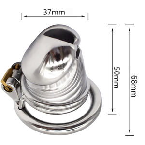 FRRK-51head 스테인레스 스틸 딜도 남성 순결 장치 케이지 SM 남성 잠금 수탉 정자 반지 순결 케이지 잠금 - Product Image 1