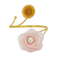 Nouveau printemps été Collection perle fleur métal ouverture réglable manchette Bracelet alliage bras Bracelet créatif rideau décoration