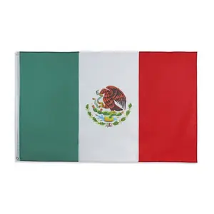 도매 사용자 정의 멕시코 국기 직사각형 모양 폴리 에스테르 멕시코 국기 야외 장식