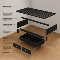 Lit en fer 1,8 m, lit double moderne et simple, cadre de lit renforcé et épaissi avec rangement, idéal pour petit appartement, personnalisable