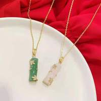 Collier en bambou plaqué or en gros, bijoux, pierre d'agate naturelle, pendentif en jade, colliers en bambou en acier inoxydable