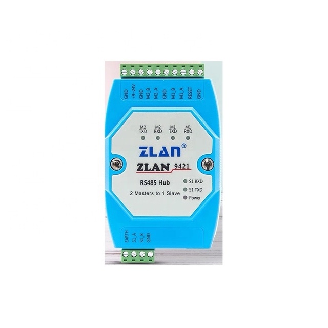 ZLAN9421 Cache-type RS485 Hub 3-port RS485 Terminal Din-rail Mount Serial Communication Hub for Industrial Modbus Network