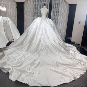 Robe de mariée élégante en satin Wx256, bustier sans manches, avec traîne de chapelle, modèle Jancember - Product Image 3