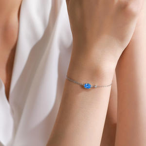 Bracelet chaîne en argent sterling S925 avec zircon bleu océan ovale pour femme - Bijou tendance pour tous les jours - Version en cuivre personnalisable - Product Image 5