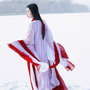 Réplica de Hanfu Estilo Invernal, Camisa de Manga Ancha Roja, Falda Wei Jin, Traje de Actuación, Estilo Antiguo, Fotografía, Talla Adulto - Product Image 2