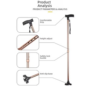 Custom Medical Folding Adjustable Led Light Mobility Aids Collapsible Cane Old Men People Crutch Elderly <b>Foldable</b> <b>Walking</b> <b>Sticks</b> - Product Image 5