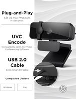 Webcam 4K dengan mikrofon 12MP USB, kamera Web komputer dengan Remote kontrol