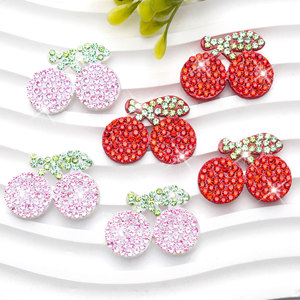 Patchs à coudre en <span class=keywords><strong>strass</strong></span> cerise rouge rose en stock, appliques en cristal de fruits pour accessoires de <span class=keywords><strong>cheveux</strong></span> DIY, décoration de vêtements, vente en gros - Product Image 1
