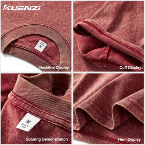 Camiseta Oversize para Hombre Kuenzi, 300GSM, Algodón Pesado, Lavado Ácido, Estilo Vintage, Lavado Mineral, Hombros Caídos, Streetwear - Product Image 3