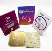 Autocollant NFC RFID miniature personnalisé pour la promotion Google/Instagram TikTok - Étiquette intelligente NTAG213 imperméable avec support adhésif pour hôtel
