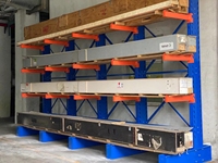 Étagère cantilever robuste réglable à 5 niveaux, mobile, en acier, avec protection anticorrosion, pour le stockage de matériaux longs
