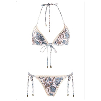 Ensemble bikini push-up sportif à carreaux, tissu à séchage rapide, maillot de bain froncé à lacets et strings en V, tenue de plage élégante, coupe haute, écologique