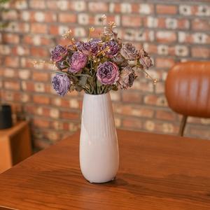 2024 34cm nuevo diseño ramo de novia 6 cabezas ramo de rosas banquetes seda Artificial ramo de flores rosas moradas para boda hogar - Product Image 6