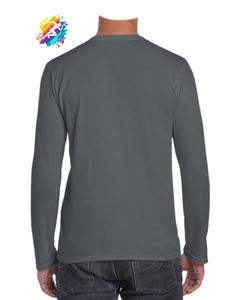 เสื้อยืดผู้ชายแบบเรียบสีพื้นพร้อมลายสก็อตแบบกำหนดเอง ผ้าฝ้าย 100% แขนยาว เป็นมิตรกับสิ่งแวดล้อม - Product Image 2