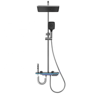 Système de <span class=keywords><strong>douche</strong></span> thermostatique de luxe avec affichage numérique <span class=keywords><strong>LED</strong></span>, contrôle de température en temps réel, jet de pluie et jets corporels pour salle de bain moderne - Product Image 3