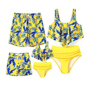 Maillot de bain thong de luxe personnalisé de haute qualité, imprimé feuilles, pour femme, collection assortie pour la famille - Product Image 4