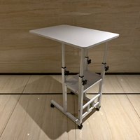 Grande table de chevet mobile en MDF réglable en hauteur, avec roulettes, pour ordinateur portable, bureau ou étudiant
