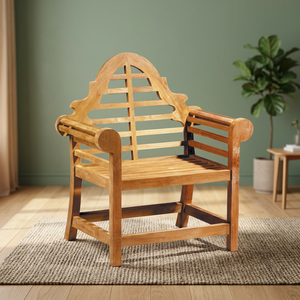 Chaise de salle à manger de jardin moderne en bois massif de luxe avec accoudoirs, mobilier d'extérieur non pliable pour cuisine et parc, Entreprise GC010 - Product Image 1