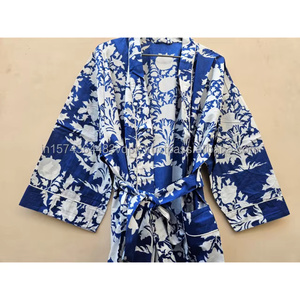 Robe de nuit longue en coton style kimono, peignoir imprimé, tenue d'été à motif floral, maxi pour femme, style indien vintage, respirant - Product Image 3