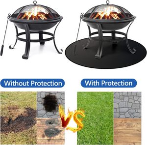 เสื่อกันไฟแผ่นรองเตาย่างบาร์บีคิวกันไฟสองด้านกันน้ำมันแผ่นป้องกันเตาย่างกลางแจ้งวงกลมสำหรับดาดฟ้าและลานบ้าน - Product Image 2