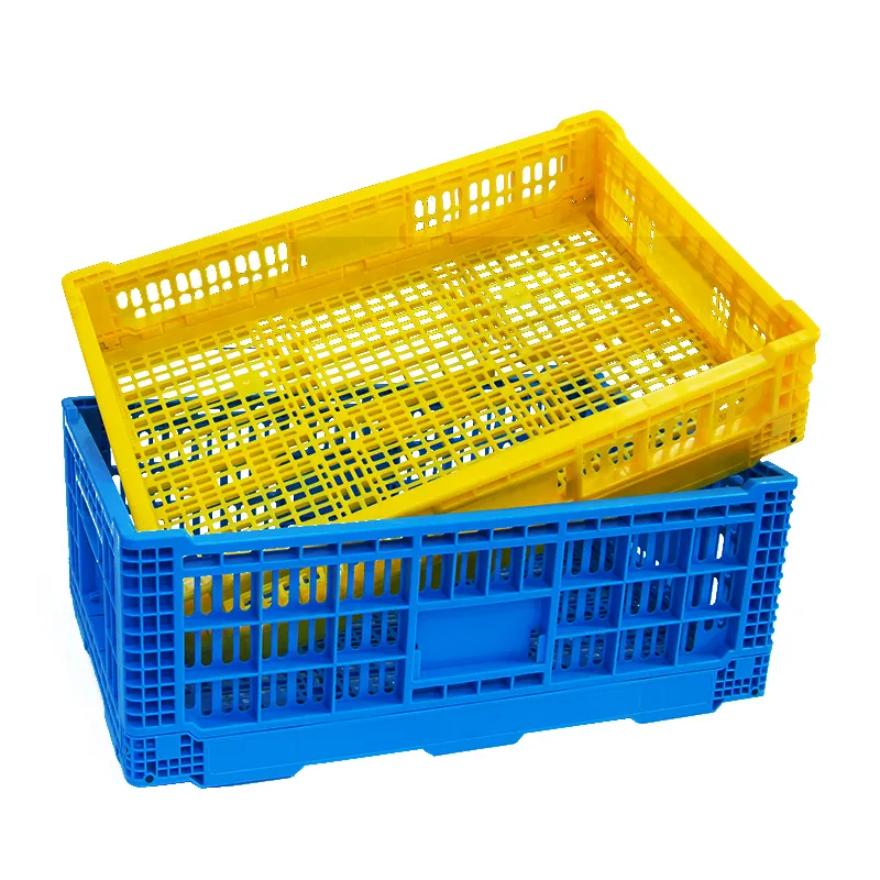 Storage Fruit Foldable Mesh Vegetable Egg Transport Basket Bins Crate Supermarket Collapsible Hdpe Plastic Plastic Tote Box