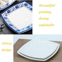 Assiette carrée en mélamine incassable de 11 pouces pour la restauration rapide, vente en gros, vaisselle de restaurant bon marché en vrac