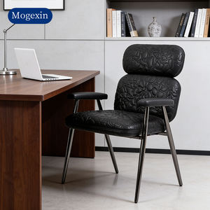 Fauteuil d'appoint en cuir à dossier haut et à oreilles, de style moderne et luxueux, pour restaurant commercial, petits espaces, bureau, hôtel, lecture - Product Image 4