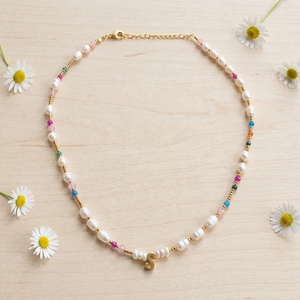 Collar de Estilo Boho con Varias Capas para Mujer, 26 Letras Iniciales, Piedra Natural, Perla de Agua Dulce, Cadena con Cuentas, Joyería de Moda - Product Image 4