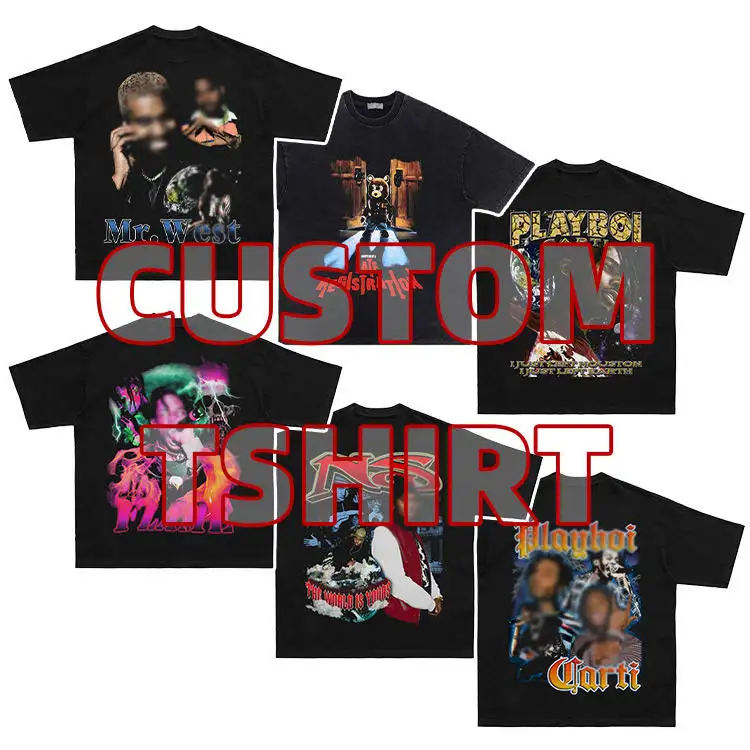 Dtg Print Streetwear Grafische T-Shirts Plus Size Mannen Nood Zuur Wassen T-Shirt Custom Vintage Oversized Tshirt Voor Mannen