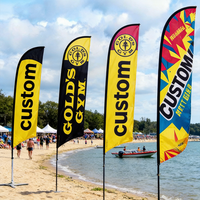 Drapeau de plage imprimé recto-verso, matériau polyester de qualité supérieure, design résistant au vent, haute visibilité pour la publicité extérieure
