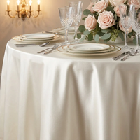 Nappe ronde en satin ivoire, tissu lisse de qualité, pour mariage, banquet, fête, dîner, décoration d'événements