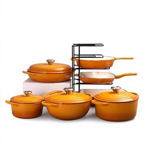 Ensemble de casseroles en émail 7 pièces avec couvercle, faitout extra large, marmite à fruits de mer, casserole à lait, casserole à steak <span class=keywords><strong>rayée</strong></span>, poêle multi-usage, marmite pour maman - Product Image 4